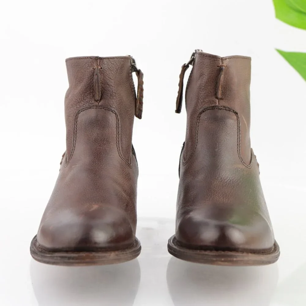 Frye Womens Diana Stitch Boots Size 6 Brown Leather Western Booties Block Heel - Picture 2 of 14